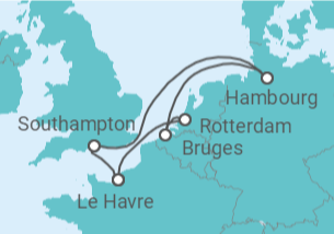 Itinéraire -  Belgique, Hollande, France, Royaume-Uni - Boissons incluses - MSC Croisières
