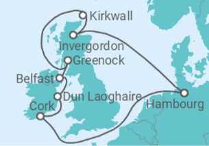 Itinéraire -  Irlande, Royaume-Uni - Vols inclus - MSC Croisières