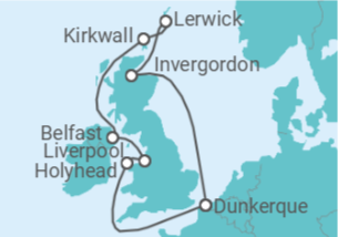 Itinéraire -  Trésors des îles Britanniques - CFC Compagnie Française de Croisières