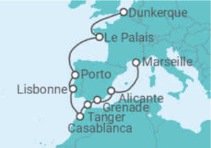 Itinéraire -  Trésors de l’Atlantique - CFC Compagnie Française de Croisières