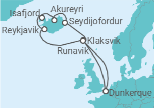 Itinéraire -  Islande, terre de feu et de geysers - CFC Compagnie Française de Croisières