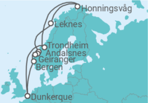 Itinéraire -  Soleil de Minuit et Fjords de Norvège - CFC Compagnie Française de Croisières
