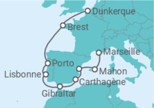 Itinéraire -  Rivages de lAtlantique - CFC Compagnie Française de Croisières