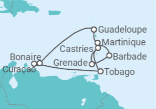 Itinéraire -  Noël au rythme des Caraïbes - CFC Compagnie Française de Croisières
