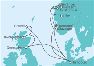 Itinéraire -  Norvège, Allemagne, Royaume-Uni - Costa Croisières