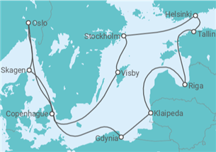 Itinéraire -  Suède, Finlande, Estonie, Lettonie, Lituanie, Pologne, Norvège - Princess Cruises