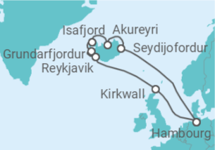 Itinéraire -  Islande, Royaume-Uni - Boissons incluses - Costa Croisières