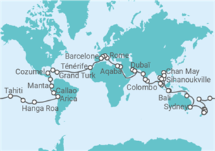 Itinéraire -  Tour du Monde MSC 2028 - MSC Croisières