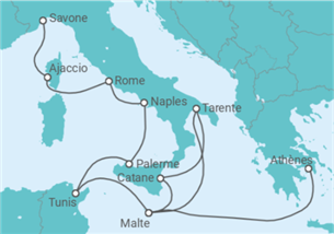 Itinéraire -  De Athènes (Le Pirée) à Savone (Nice) - Costa Croisières