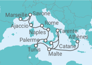Itinéraire -  De Athènes (Le Pirée) à Marseille - Boissons incluses - Costa Croisières