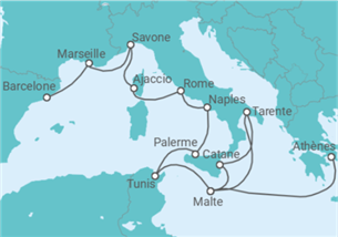Itinéraire -  De Athènes (Le Pirée) à Barcelone - Boissons incluses - Costa Croisières