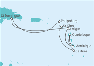 Itinéraire -  Guadeloupe, Sainte Lucie, San Cristobal y Nieves, Saint Martin, République Dominicaine, Antigua e... - Costa Croisières