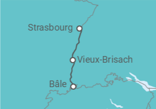 Itinéraire -  Féerie des marchés de Noël en Suisse et en Alsace au fil du Rhin (formule port/port) - CroisiEurope