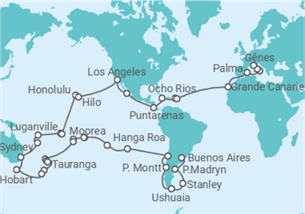 Itinéraire -  Tour du Monde - MSC Croisières