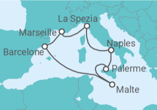 Itinéraire -  Italie, Malte, Espagne - MSC Croisières