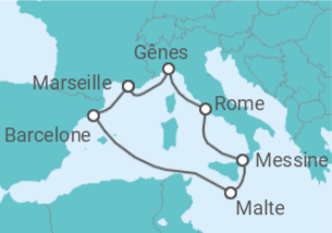 Itinéraire -  Malte, Espagne, France, Italie - MSC Croisières