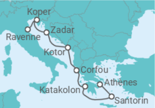Itinéraire -  Grèce, Monténégro, Slovénie - Norwegian Cruise Line