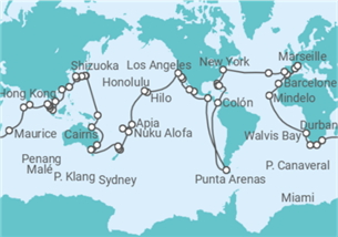 Itinéraire -  Tour du Monde - Costa Croisières