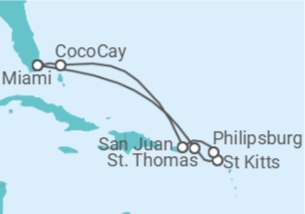 Itinéraire -  Iles Vierges Américaines, San Cristobal y Nieves, Saint Martin, Porto Rico - Royal Caribbean