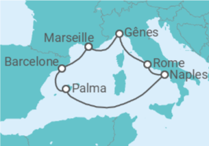 Itinéraire -  Espagne, Italie, France - Boissons incluses - Costa Croisières