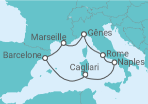Itinéraire -  Italie, France, Espagne - Boissons incluses - Costa Croisières