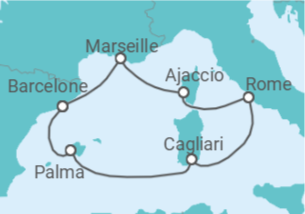 Itinéraire -  Espagne, Italie, France - AIDA