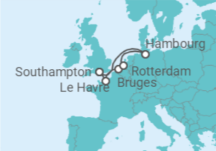 Itinéraire -  Royaume-Uni, France, Belgique, Hollande - Boissons incluses - AIDA
