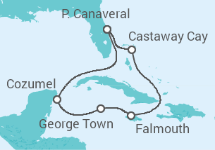 Itinéraire -  Mexique, Iles Caiman, Jamaique - Disney Cruise Line