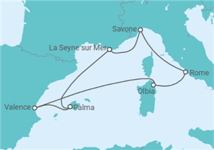 Itinéraire -  Espagne, Italie - Costa Croisières