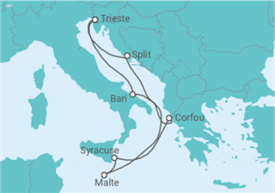 Itinéraire -  Italie, Grèce, Malte, Croatie - Costa Croisières