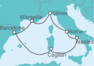 Itinéraire -  Italie, France, Espagne - Costa Croisières