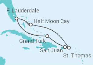 Itinéraire -  Iles Vierges Américaines, Porto Rico, Bahamas - Holland America Line