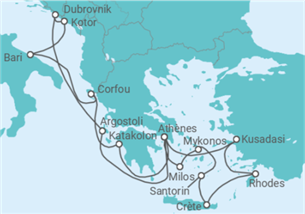 Itinéraire -  Grèce, Croatie, Monténégro, Italie, Turquie - Celestyal Cruises
