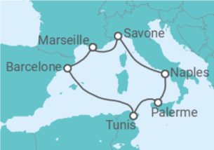 Itinéraire -  Italie, Tunisie, Espagne - Boissons incluses - Costa Croisières