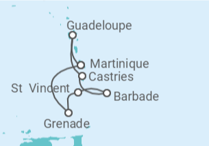 Itinéraire -  Sainte Lucie, Barbade, Saint Vincent et les Grenadines, Martinique - vols inclus - MSC Croisières