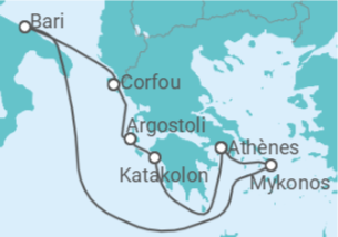 Itinéraire -  Grèce, Italie - vols inclus - MSC Croisières