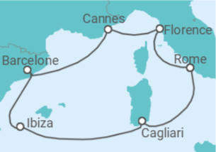 Itinéraire -  Italie, France, Espagne - Boissons incluses - vols inclus - MSC Croisières