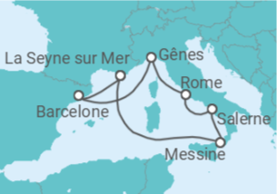 Itinéraire -  Espagne, Italie - Costa Croisières