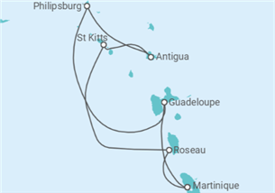 Itinéraire -  Saint Martin, Antigua et Barbuda, San Cristobal y Nieves, Martinique - vols inclus - MSC Croisières