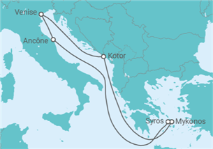 Itinéraire -  Monténégro, Grèce, Italie - vols inclus - MSC Croisières