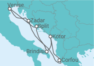 Itinéraire -  Grèce, Monténégro, Italie, Croatie - vols inclus - MSC Croisières