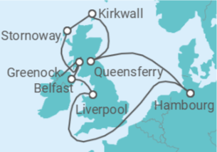 Itinéraire -  Royaume-Uni - vols inclus - MSC Croisières