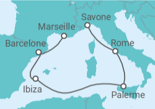 Itinéraire -  Espagne, Italie - Boissons incluses - Costa Croisières