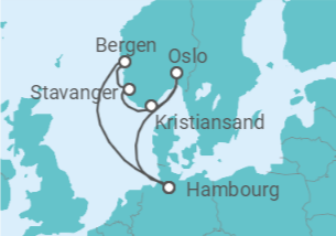 Itinéraire -  Norvège - Boissons incluses - AIDA