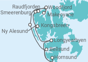 Itinéraire -  Fjords et Glacier du Sptizberg  - Ponant