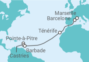 Itinéraire -  De Pointe-à-Pitre à Marseille - Costa Croisières