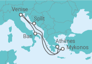 Itinéraire -  Adriatique et Mer Égée - Départ de Bari - MSC Croisières