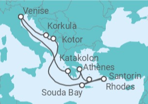 Itinéraire -  Adriatique et Iles Grecques - Holland America Line