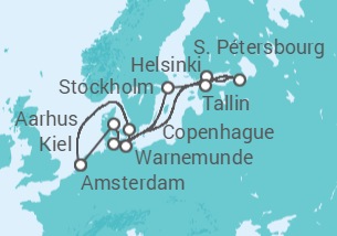 Itinéraire -  Danemark, Allemagne, Estonie, Russie, Finlande, Suède - Holland America Line