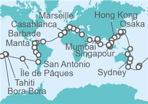 Itinéraire -  Tour du Monde Costa 2024 - Costa Croisières